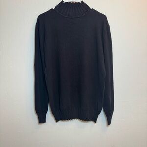 Zara Women’s Black Ribbed Knit Mock Neck Sweater Pullover Long Sleeve Size XL
